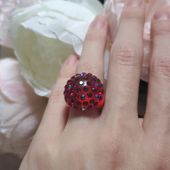 Bling Bauble Ring- Merlot Red - Picture 6 of 7